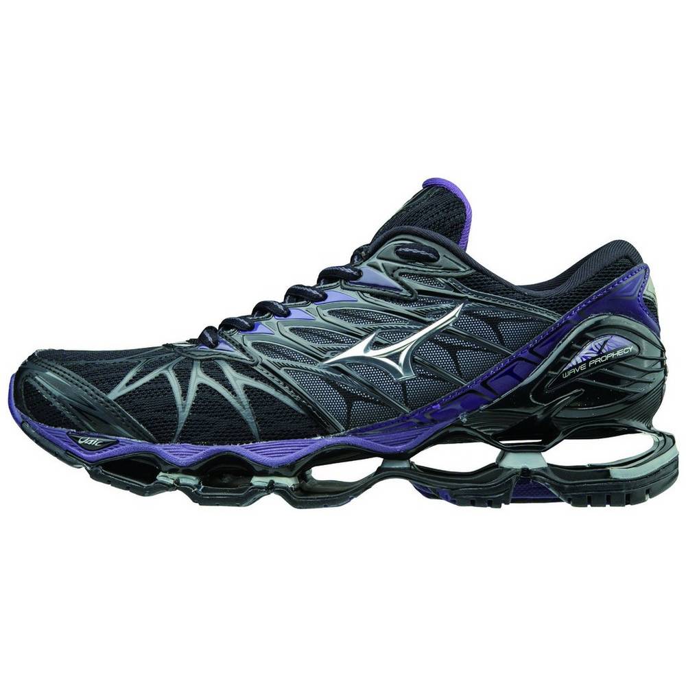 Tenis Para Correr Mizuno Wave Prophecy 7 Para Mujer Negros/Plateados 8019264-JA